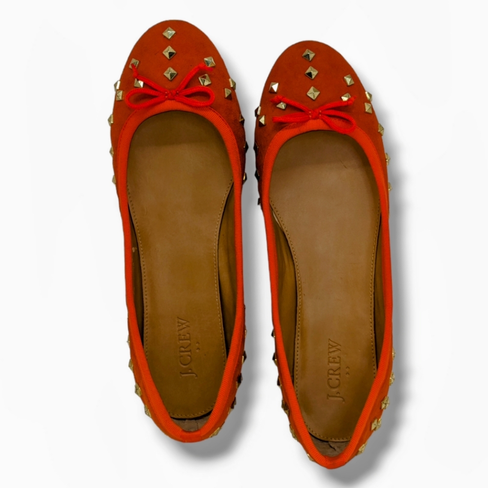 J. Crew Orange Flats with Gold Studs - Picture 5 of 6
